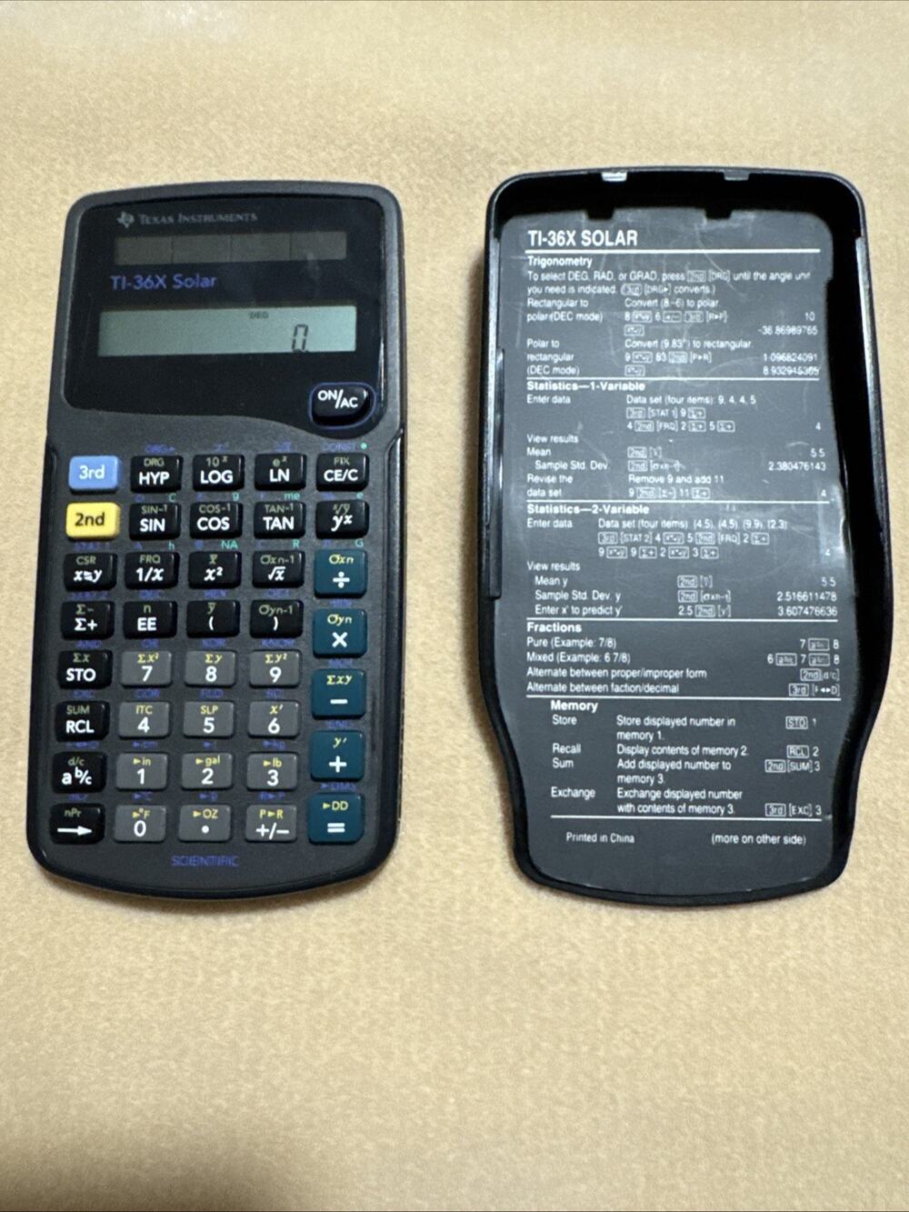 Texas Instruments TI-36X Solar Scientific Calculator Black Works With Cover